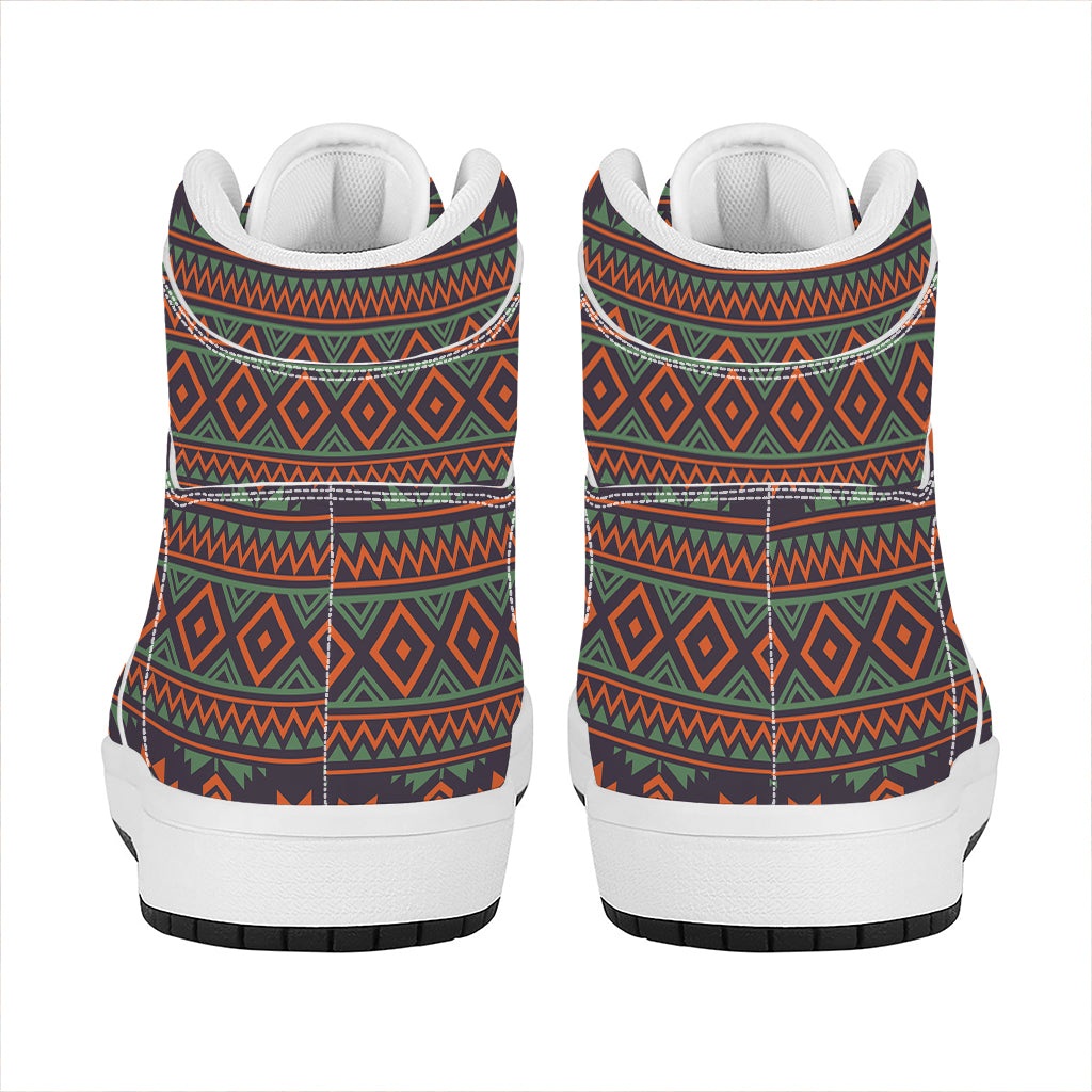 Retro Tribal Navajo Pattern Print High Top Leather Sneakers