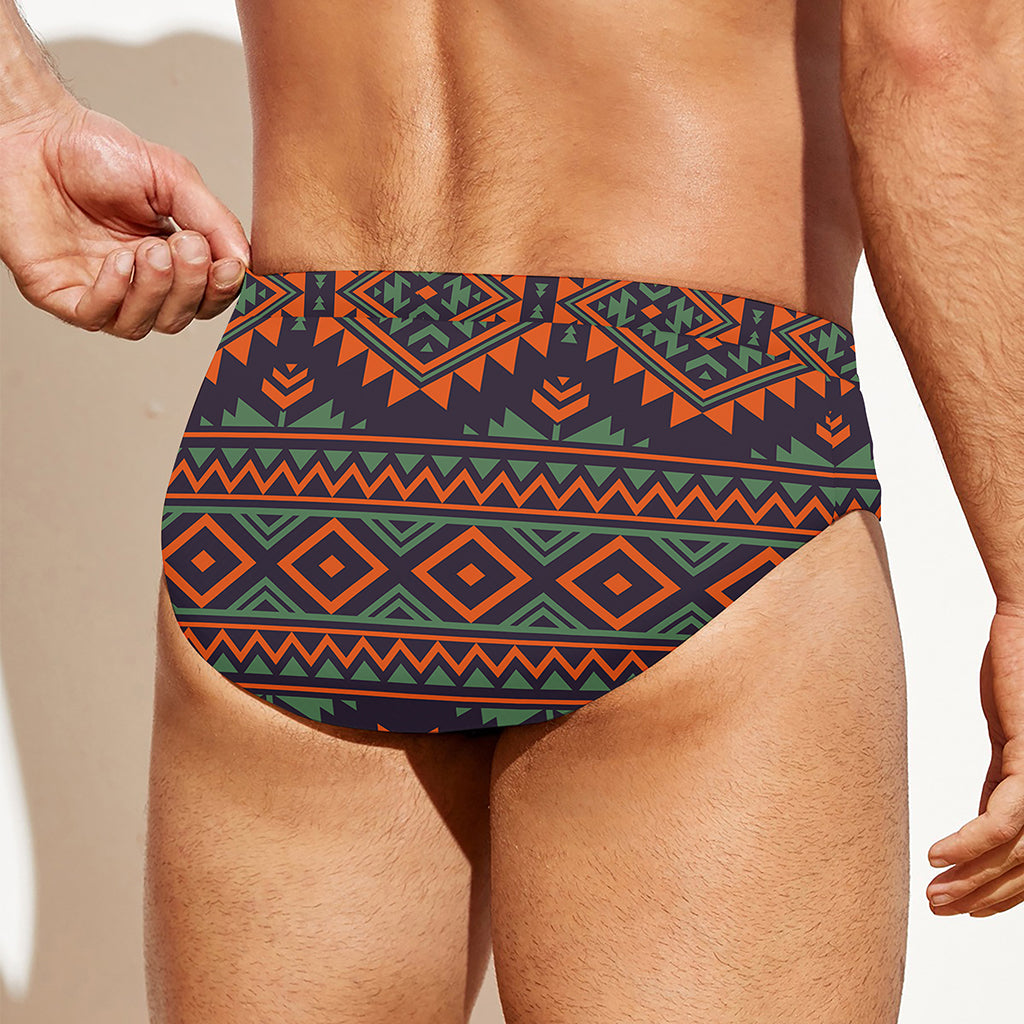 Retro Tribal Navajo Pattern Print Men's Swim Briefs
