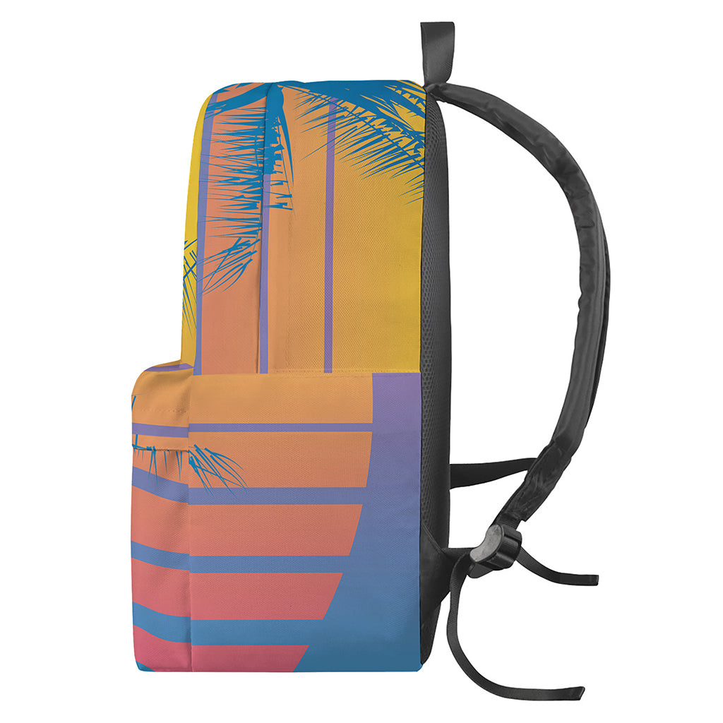 Retrowave Sunset Palm Tree Print Backpack