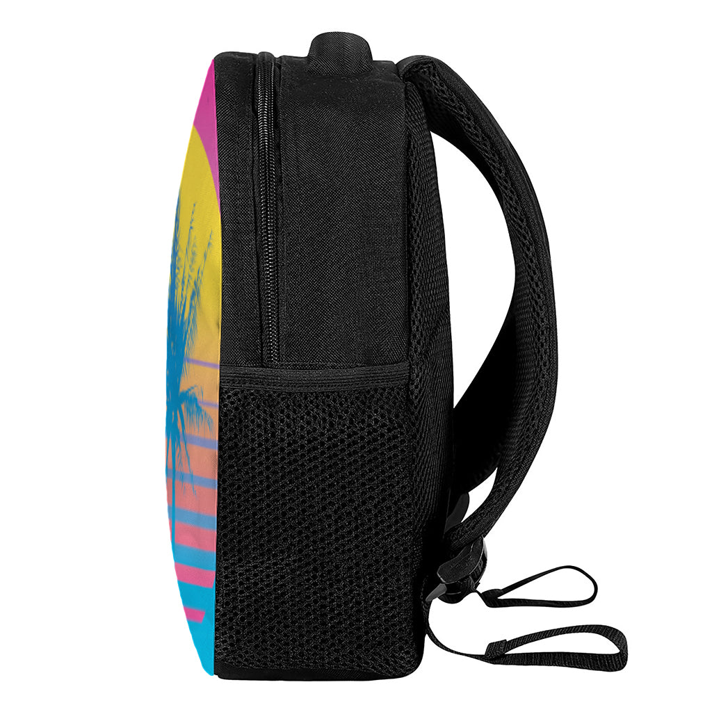 Retrowave Sunset Palm Tree Print Casual Backpack