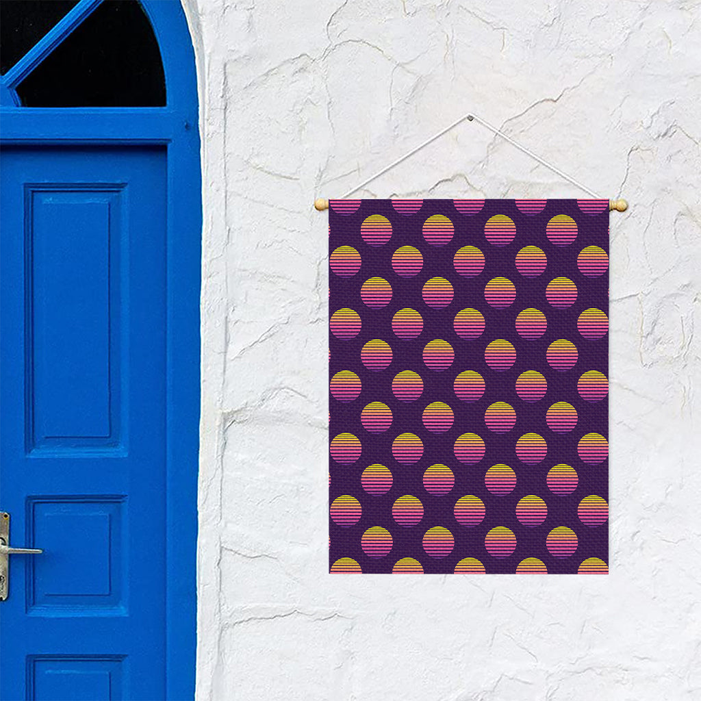 Retrowave Sunset Pattern Print Garden Flag