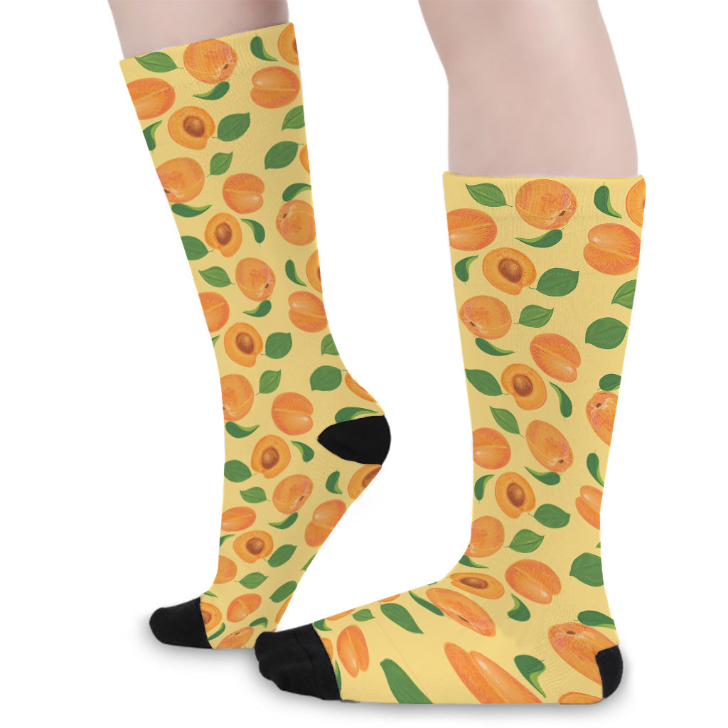 Ripe Apricot Fruit Pattern Print Long Socks