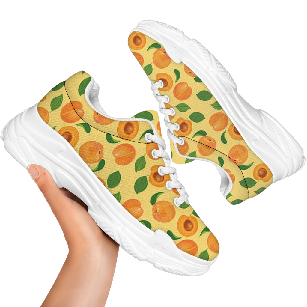 Ripe Apricot Fruit Pattern Print White Chunky Shoes