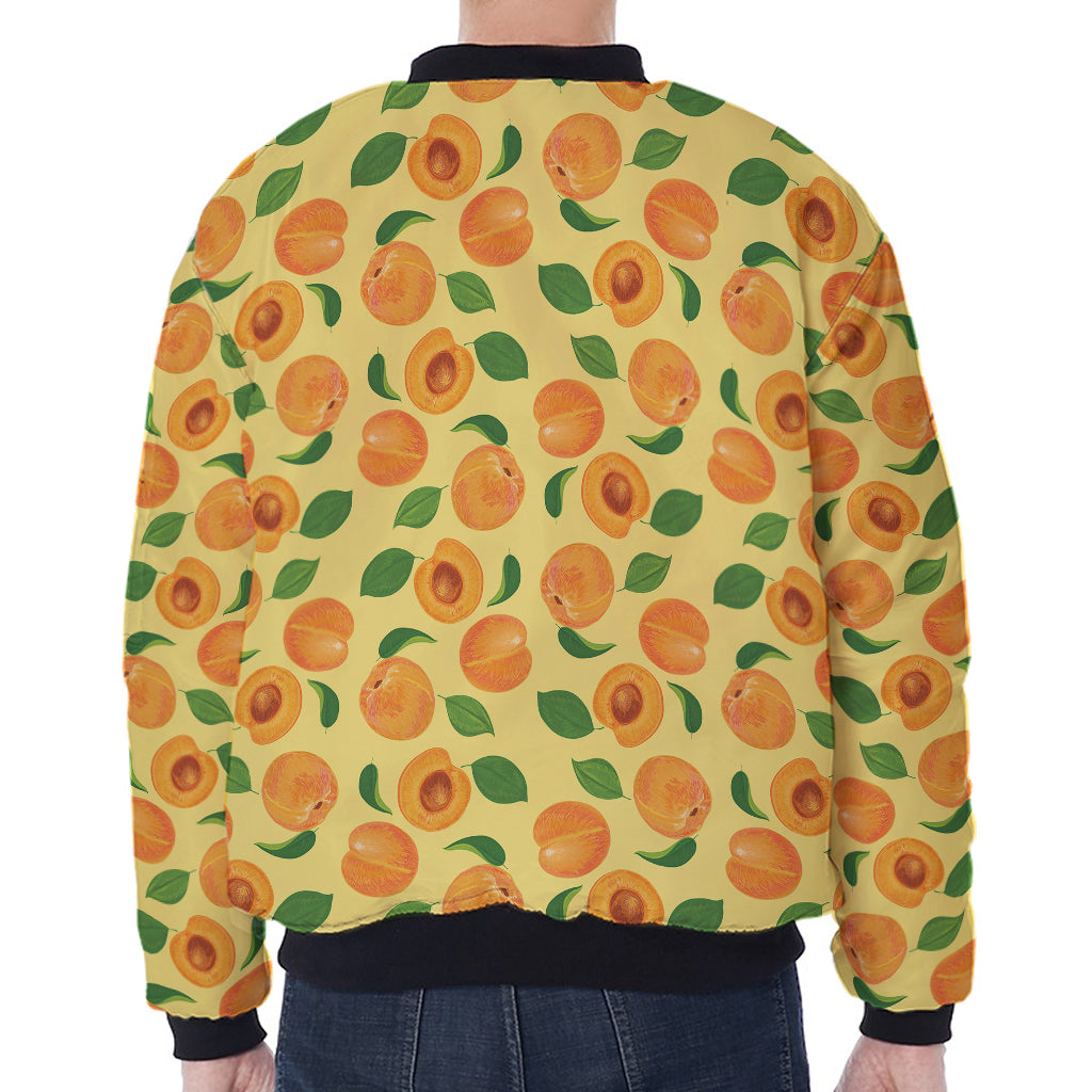 Ripe Apricot Fruit Pattern Print Zip Sleeve Bomber Jacket