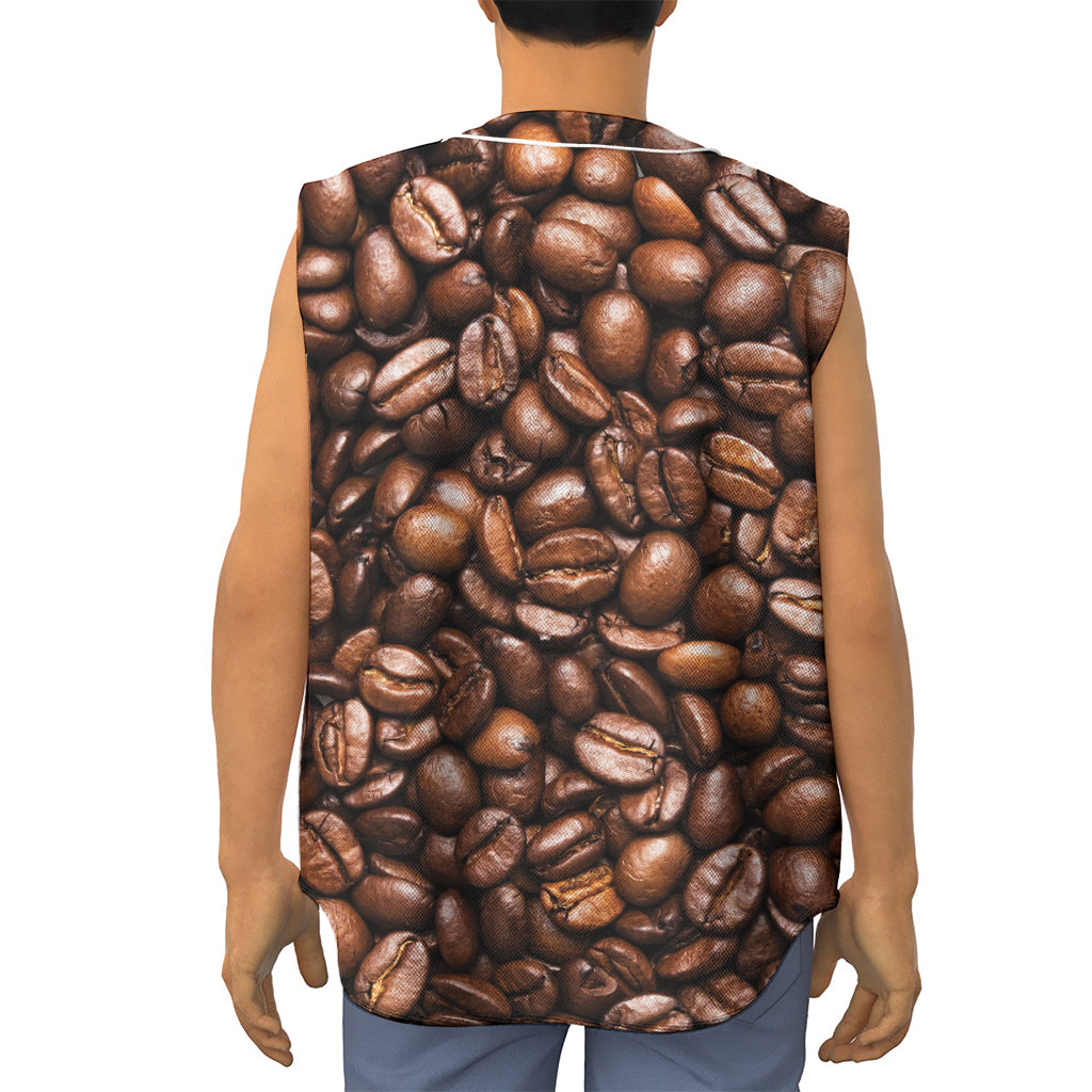 Roasted Coffee Bean Print Sleeveless Baseball Jersey
