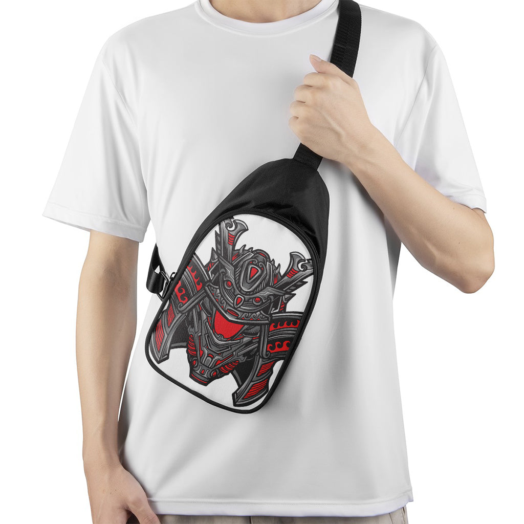 Robot Samurai Mask Print Chest Bag