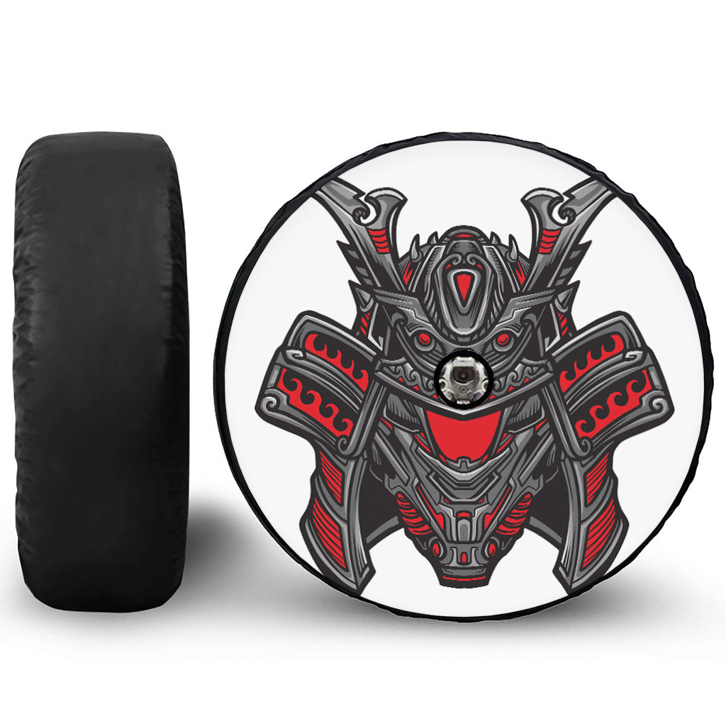Robot Samurai Mask Print Tire Cover With Camera Hole