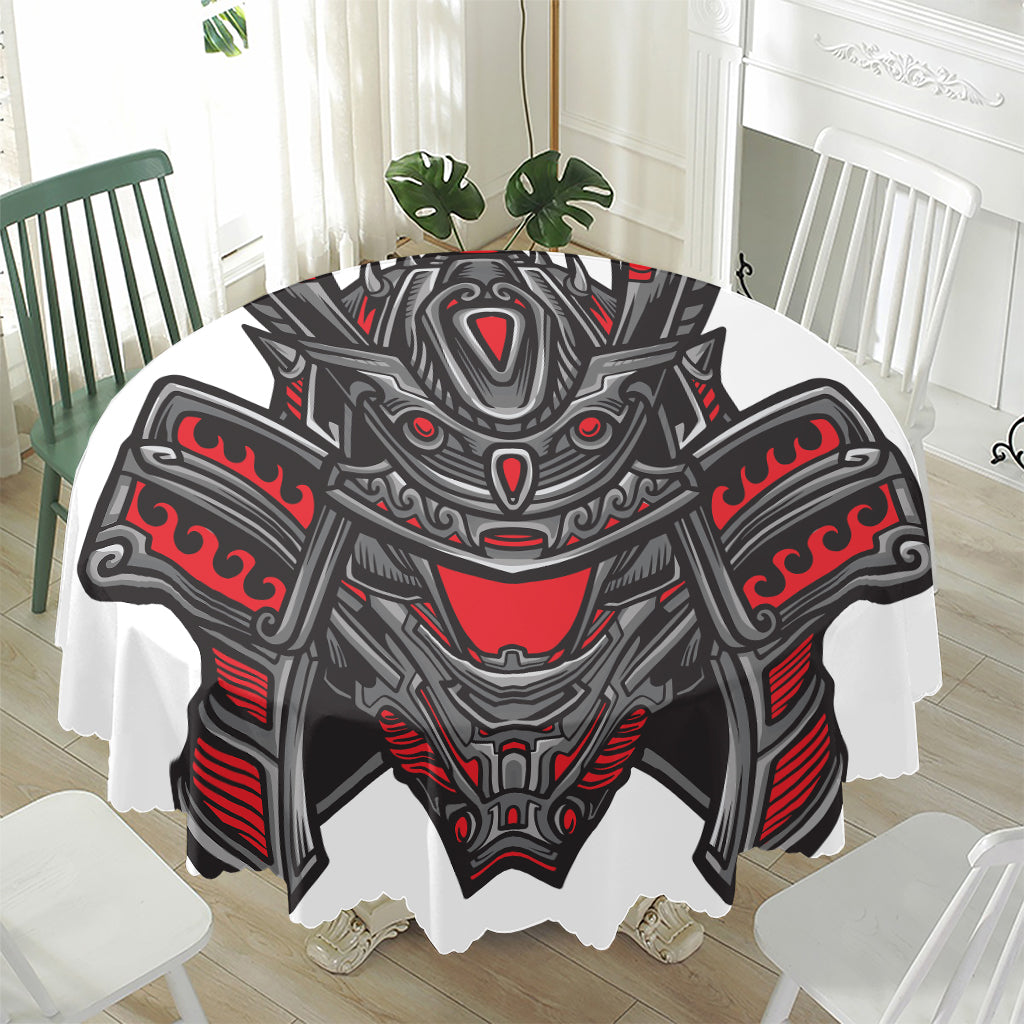 Robot Samurai Mask Print Waterproof Round Tablecloth