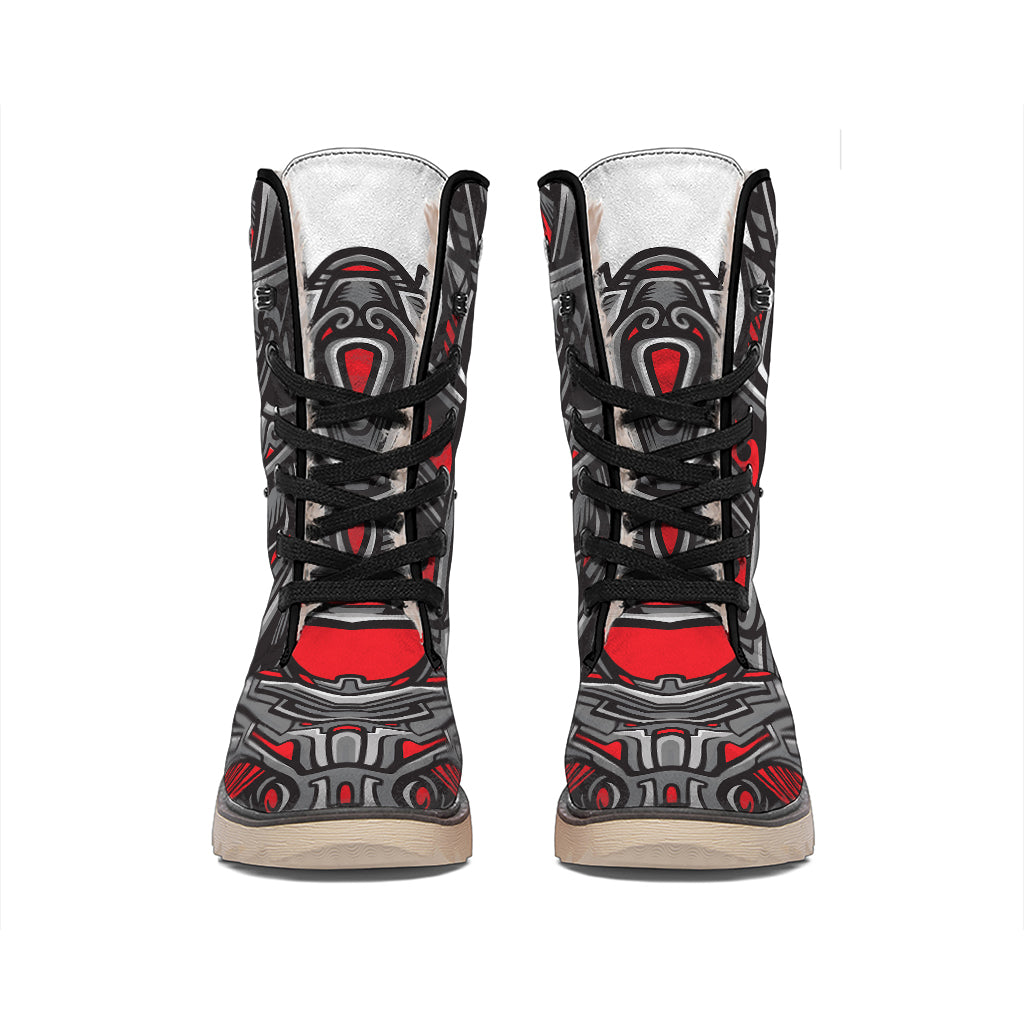 Robot Samurai Mask Print Winter Boots