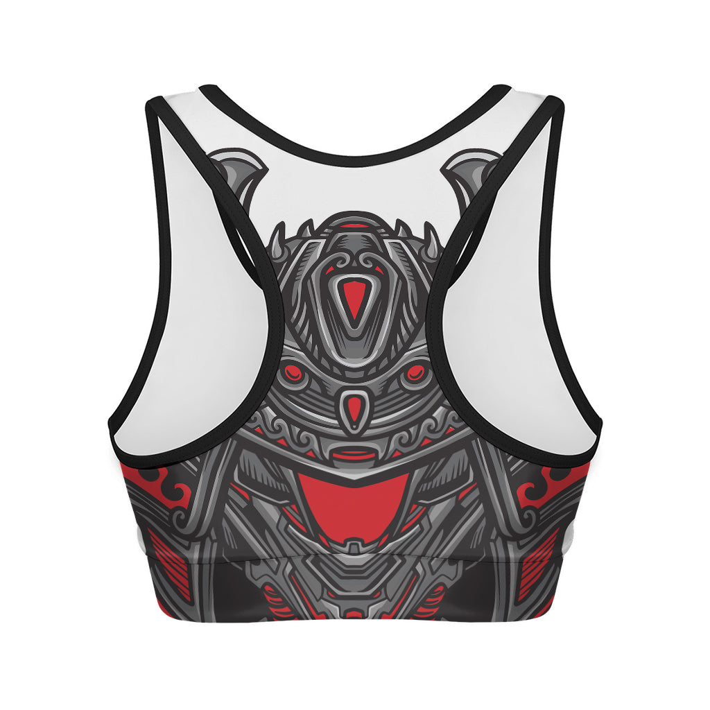 Robot Samurai Mask Print Women's Sports Bra