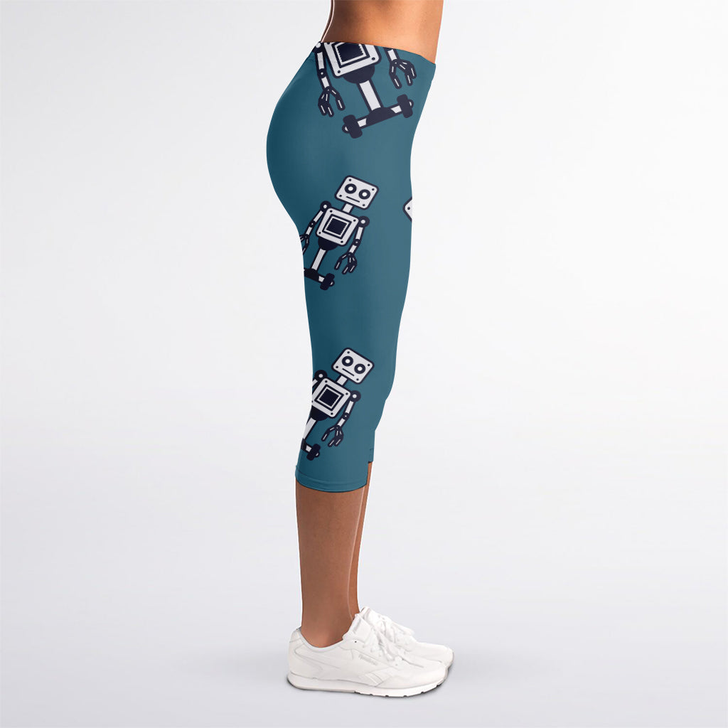 Robot Servant Pattern Print Women's Capri Leggings