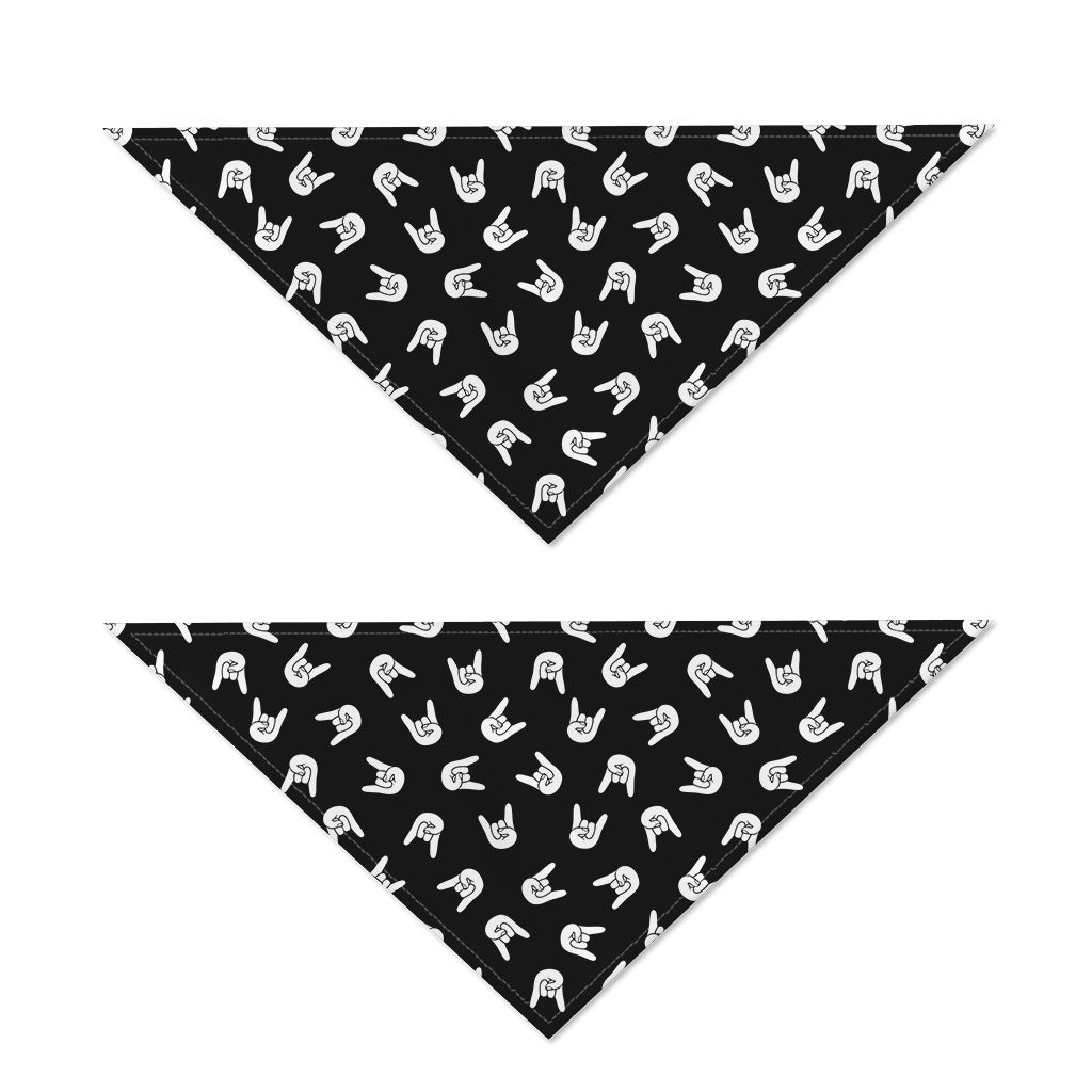 Rock And Roll Hand Sign Pattern Print Dog Bandana