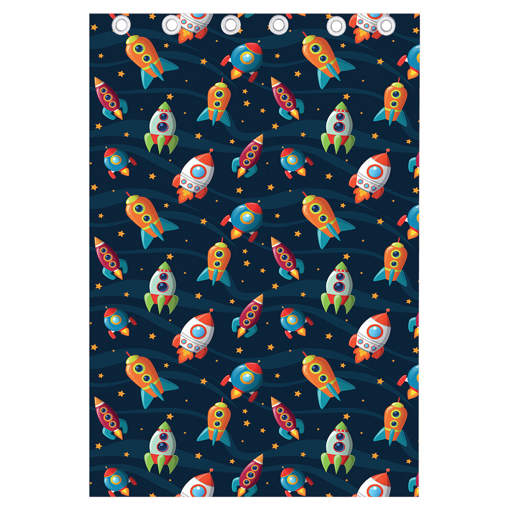 Rockets And Stars Pattern Print Curtain