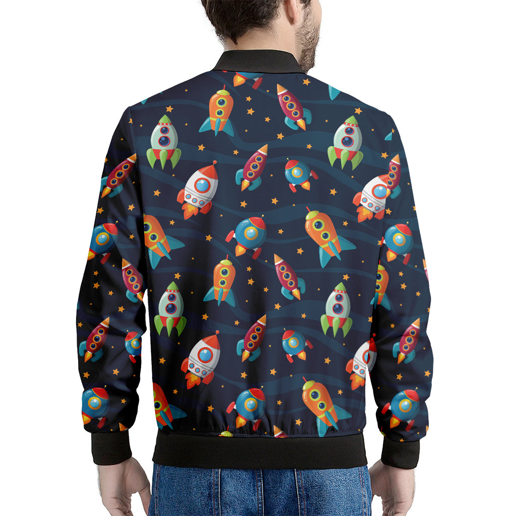 Rockets And Stars Pattern Print Men's Bomber Jacket
