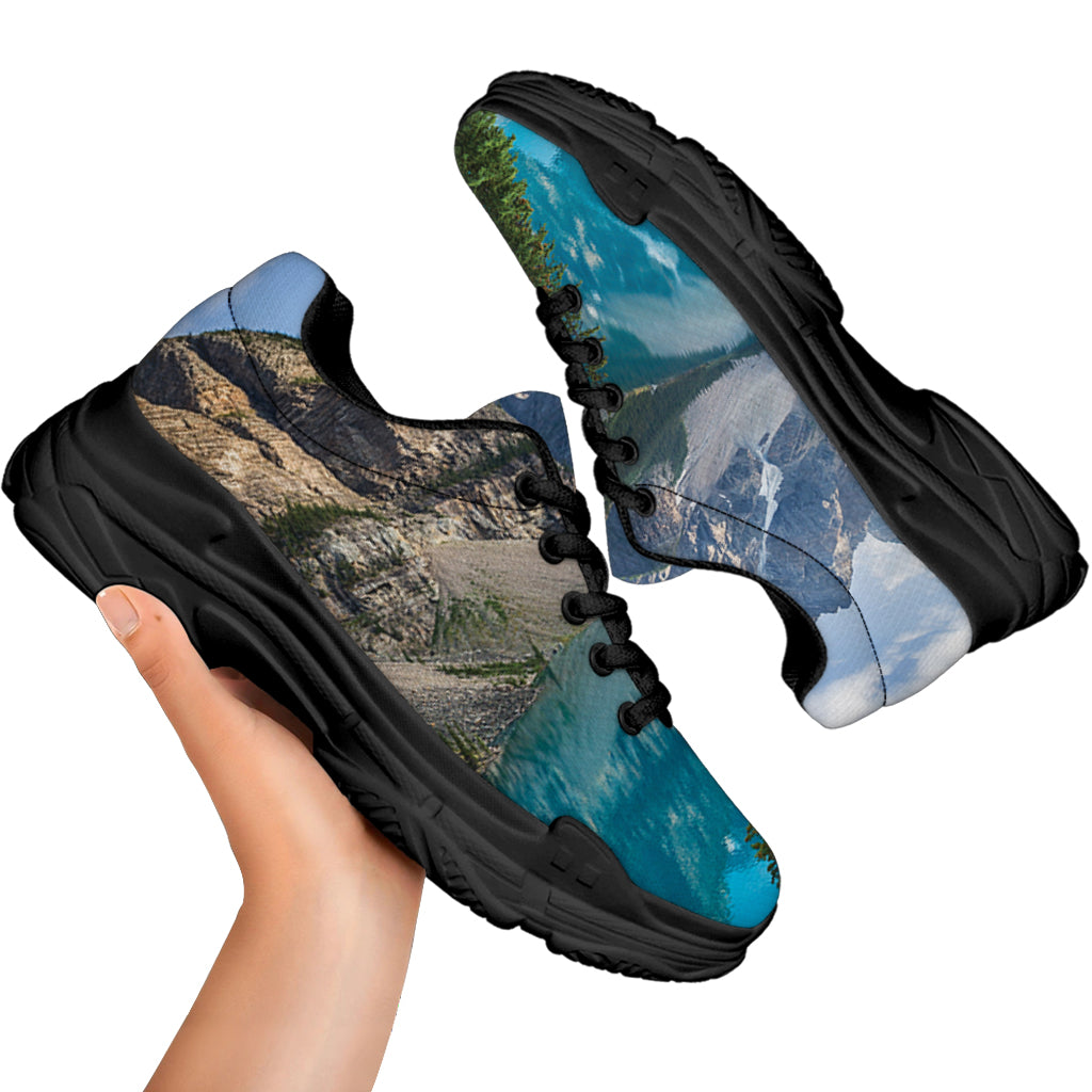 Rocky Mountain Print Black Chunky Shoes