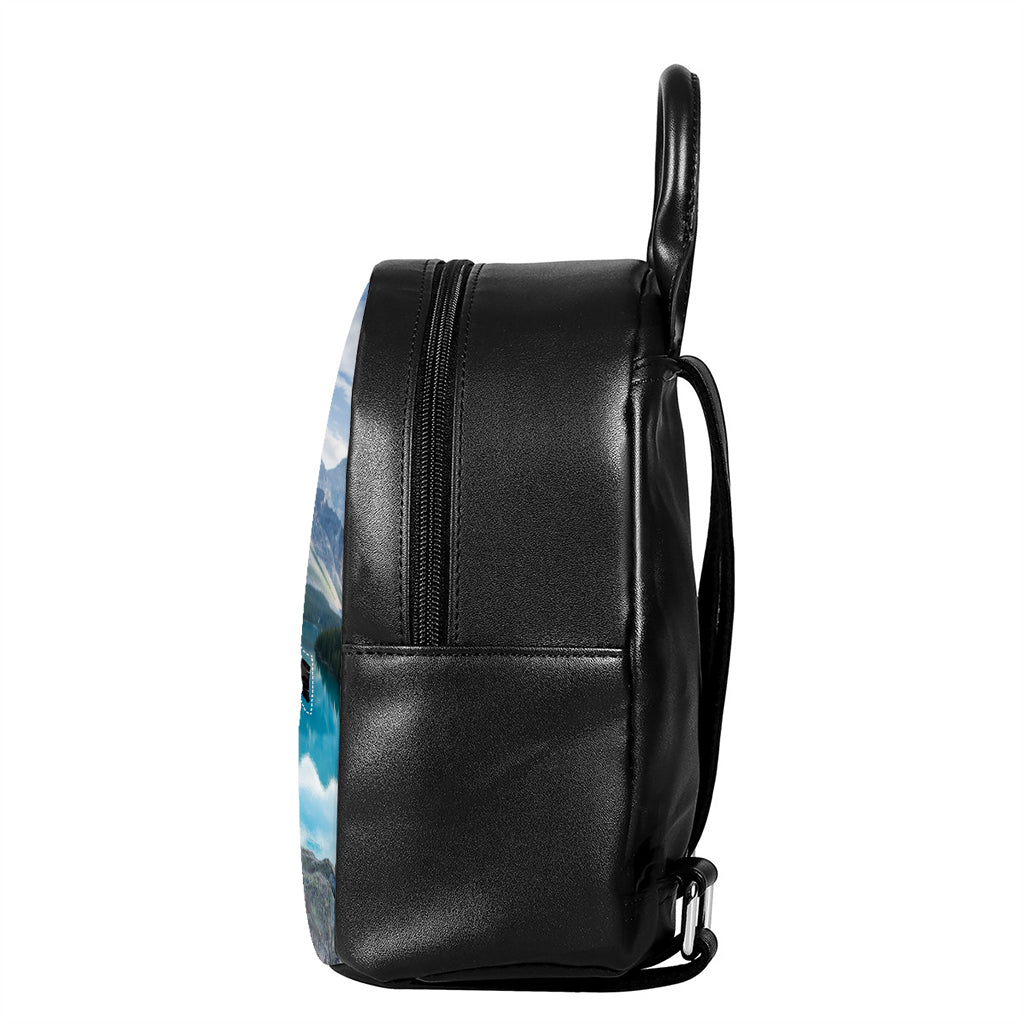 Rocky Mountain Print Leather Backpack