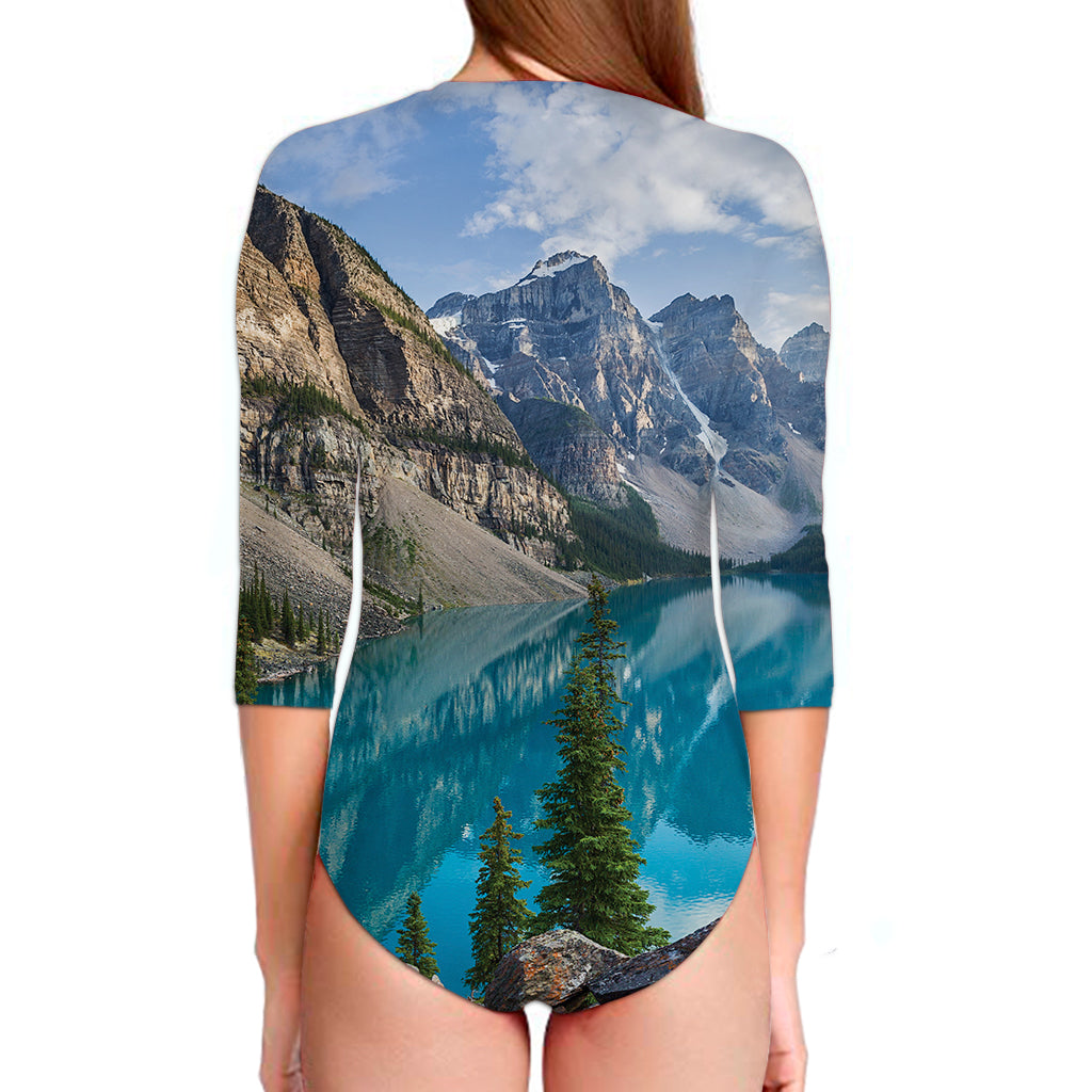 Rocky Mountain Print Long Sleeve Swimsuit
