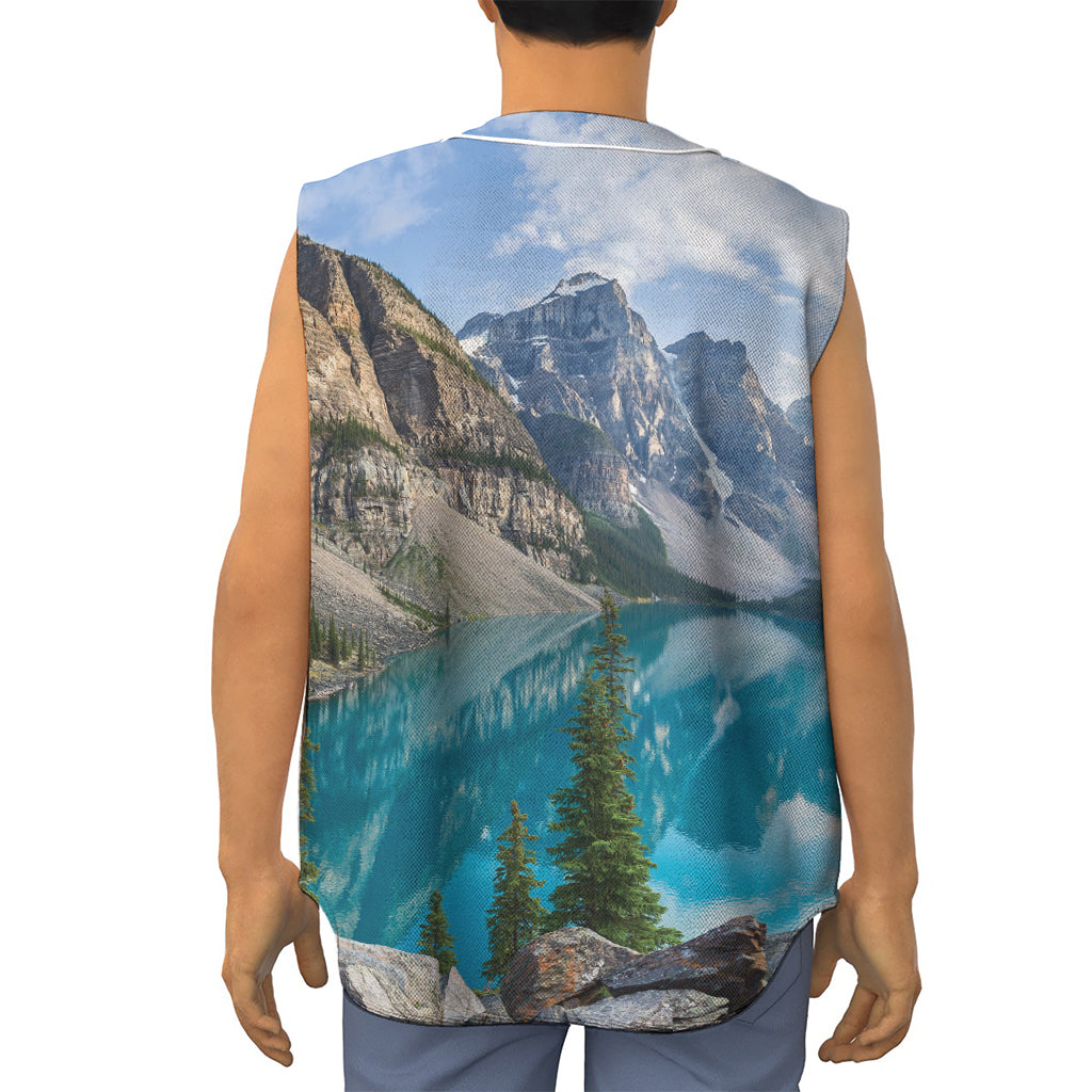 Rocky Mountain Print Sleeveless Baseball Jersey