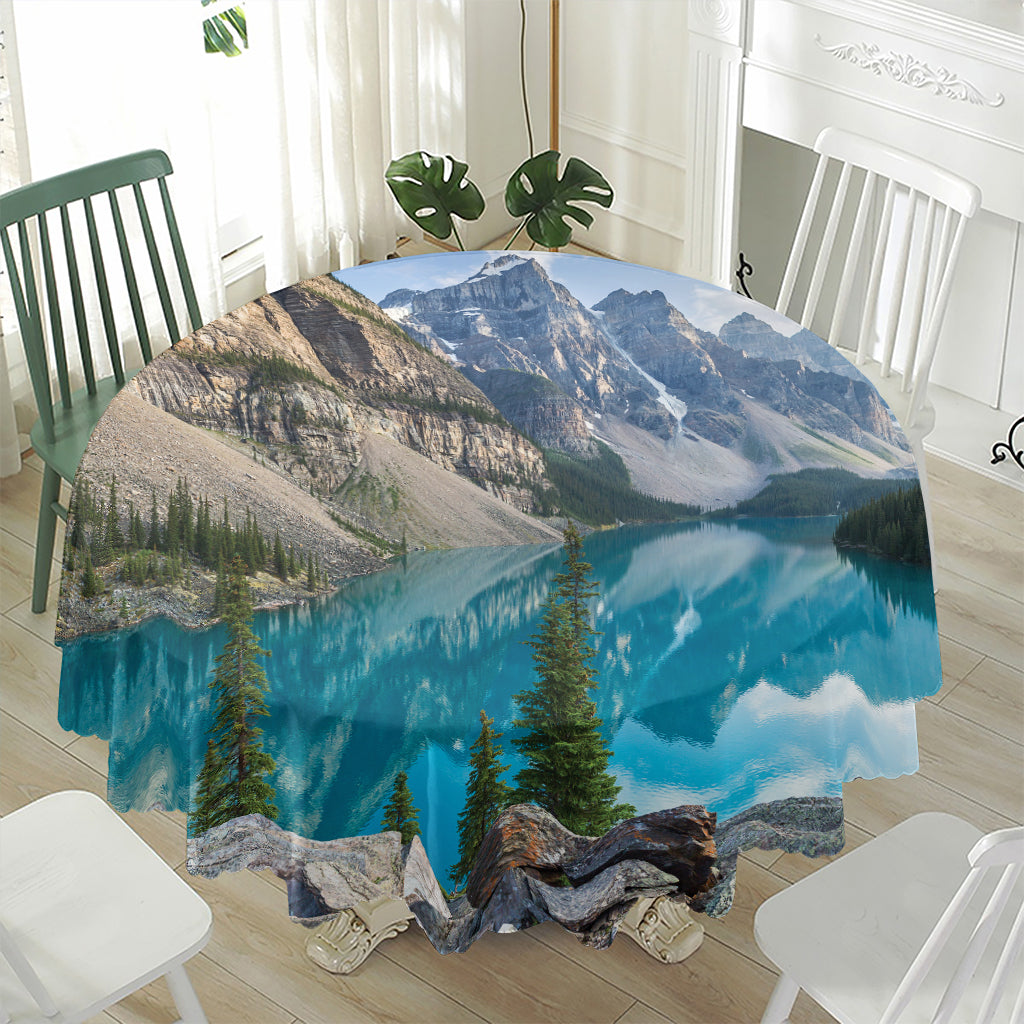Rocky Mountain Print Waterproof Round Tablecloth