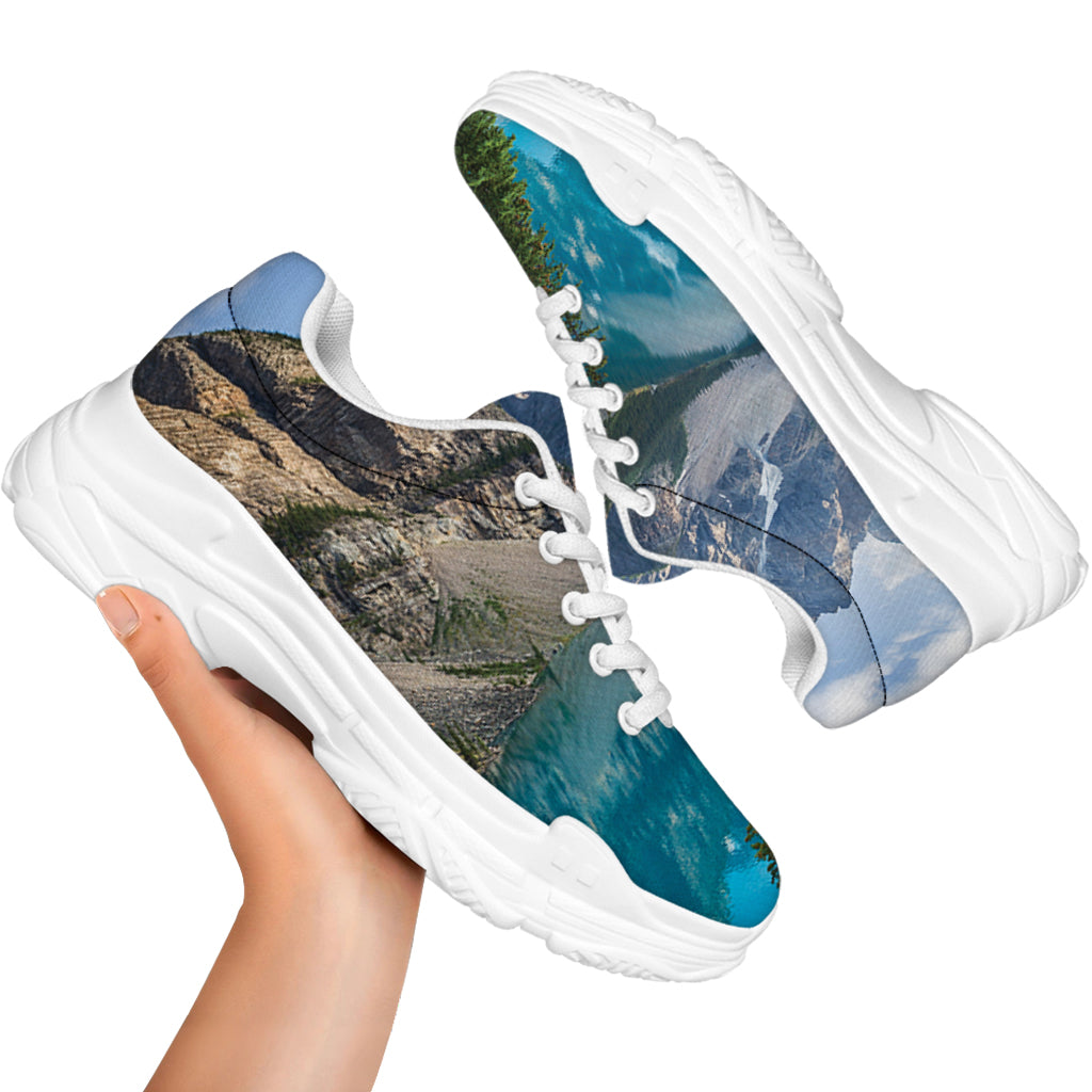 Rocky Mountain Print White Chunky Shoes