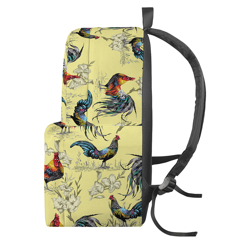 Rooster And Flower Pattern Print Backpack