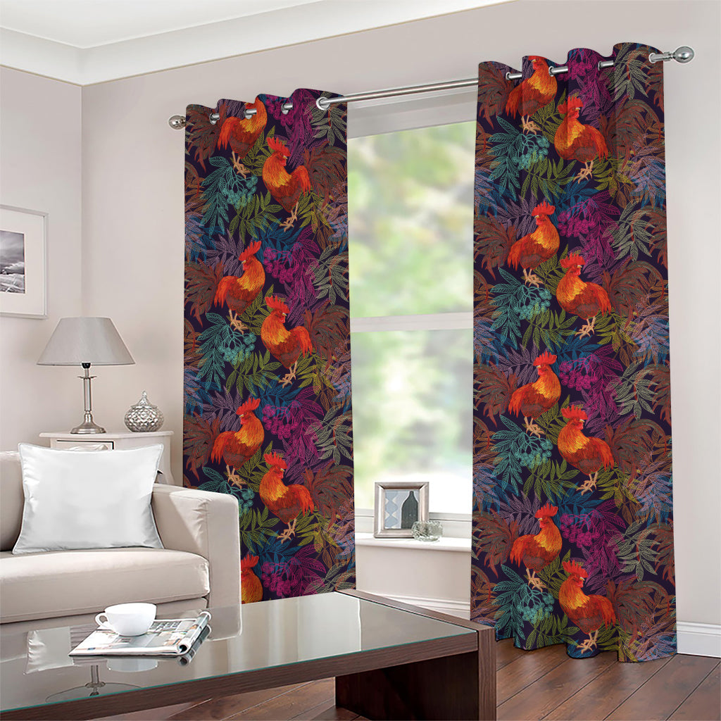 Rooster And Rowan Pattern Print Grommet Curtains
