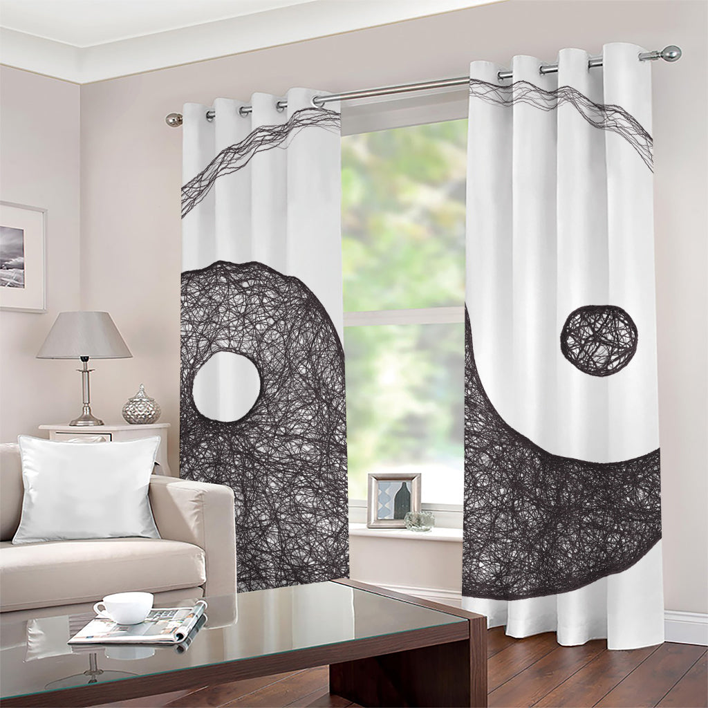 Roots Yin Yang Print Grommet Curtains