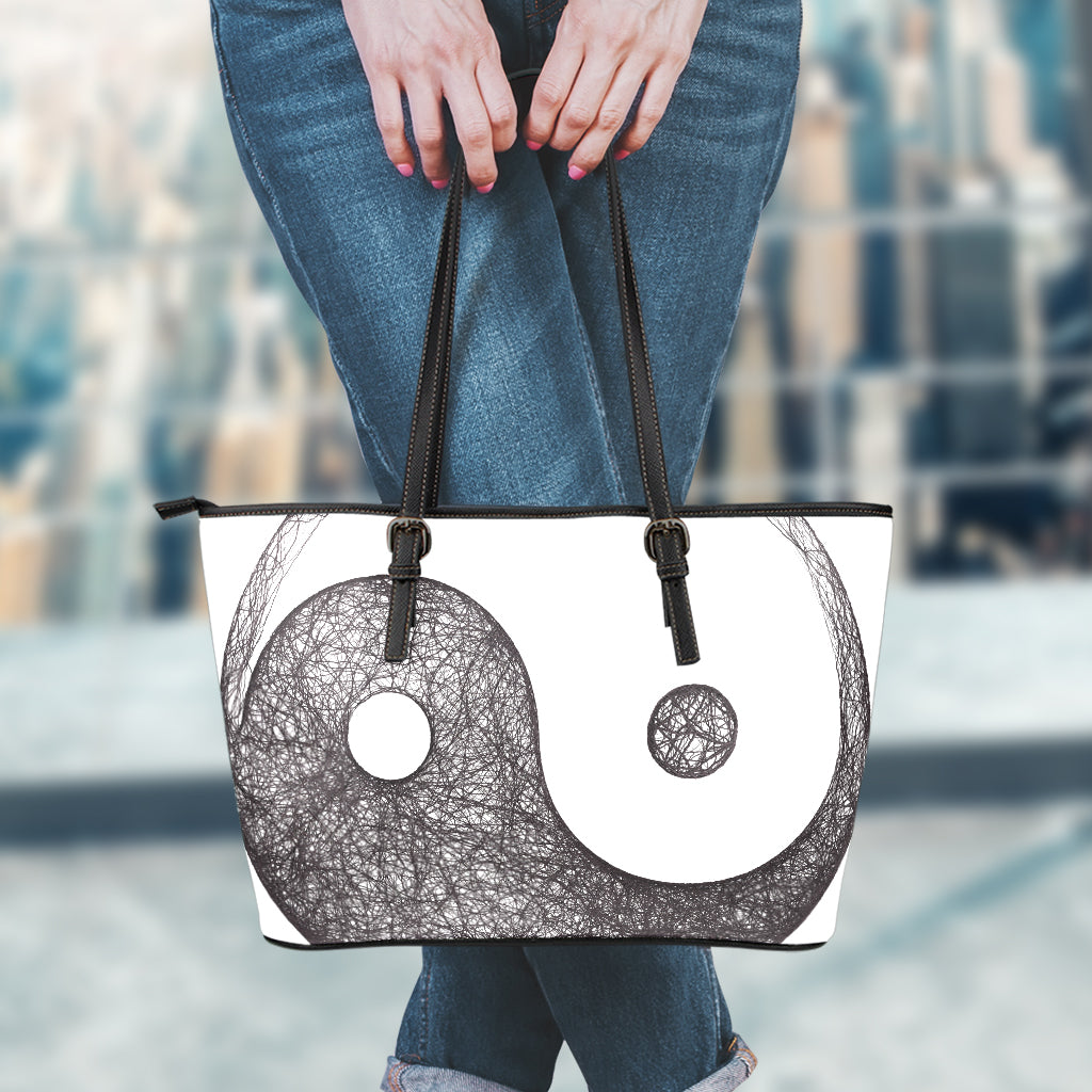 Roots Yin Yang Print Leather Tote Bag