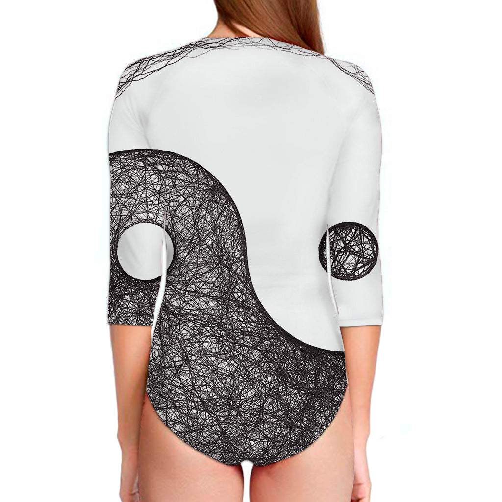 Roots Yin Yang Print Long Sleeve Swimsuit