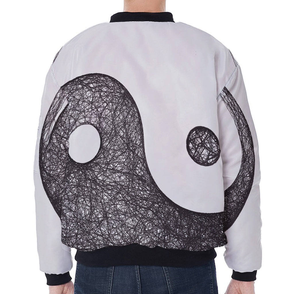 Roots Yin Yang Print Zip Sleeve Bomber Jacket