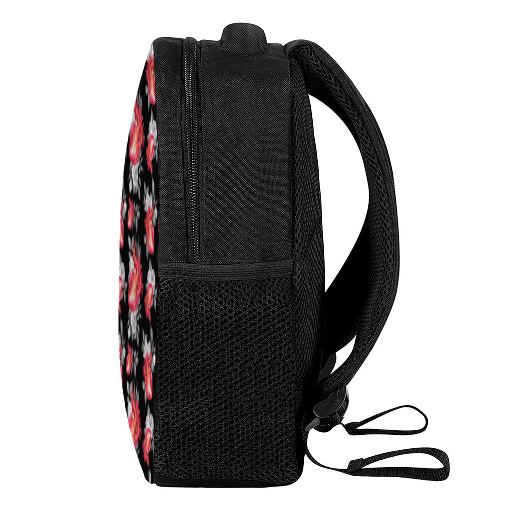 Rose And Heart Pattern Print Casual Backpack