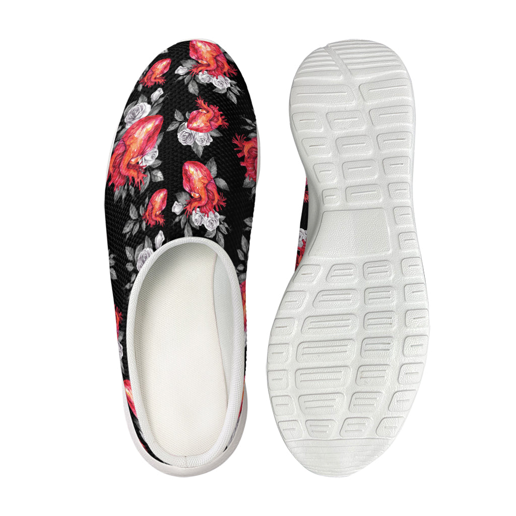 Rose And Heart Pattern Print Mesh Casual Shoes