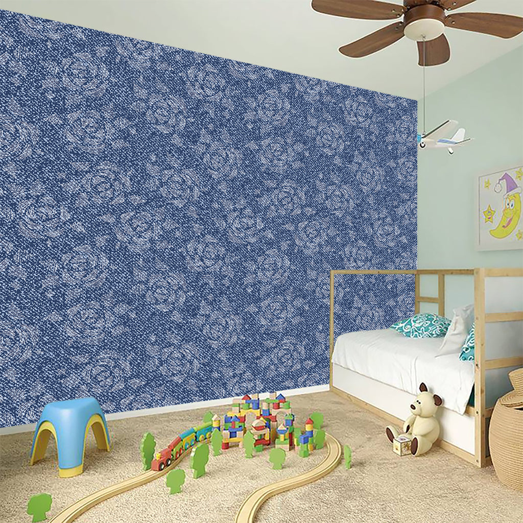 Rose Denim Jeans Pattern Print Wall Sticker