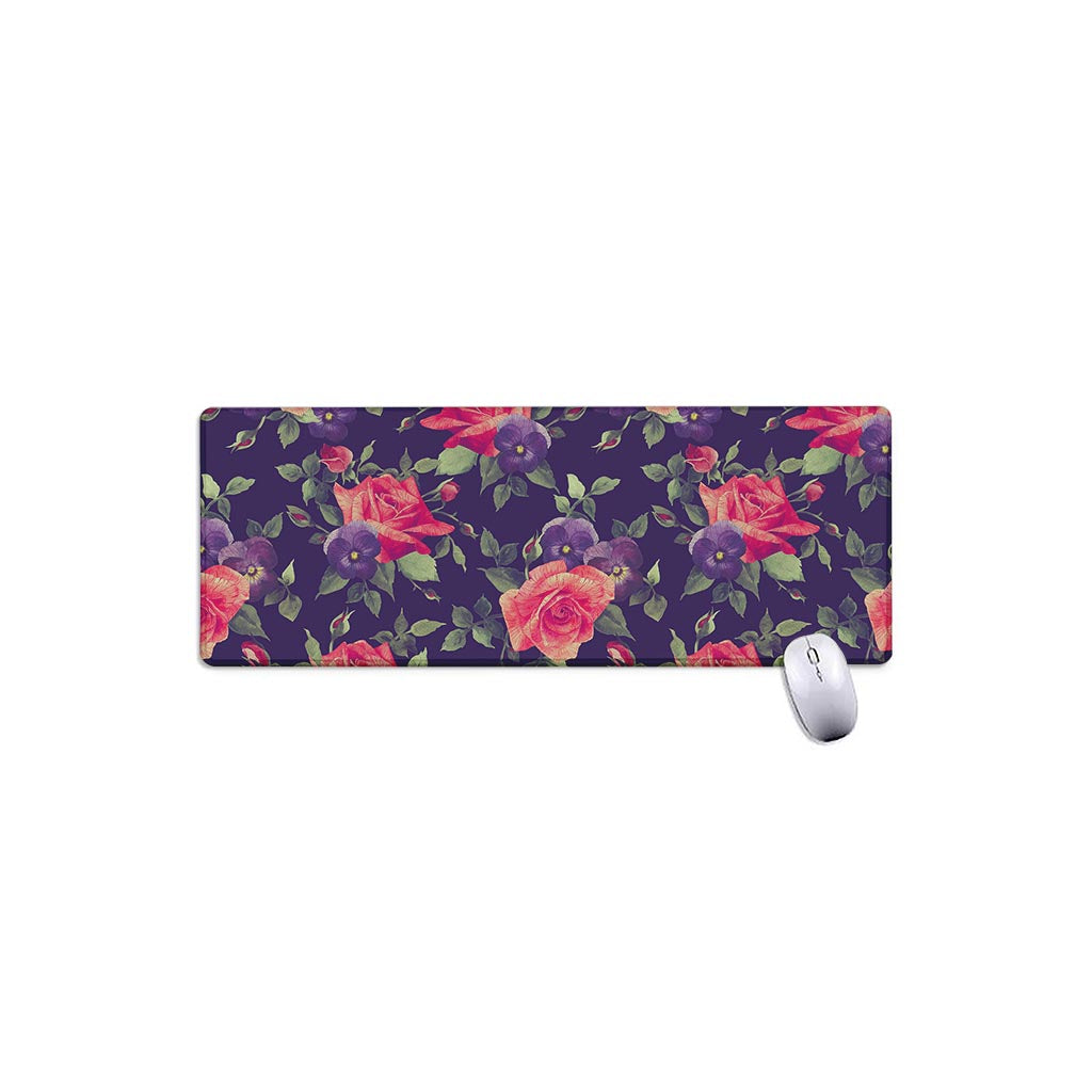 Rose Pansy Floral Flower Pattern Print Extended Mouse Pad