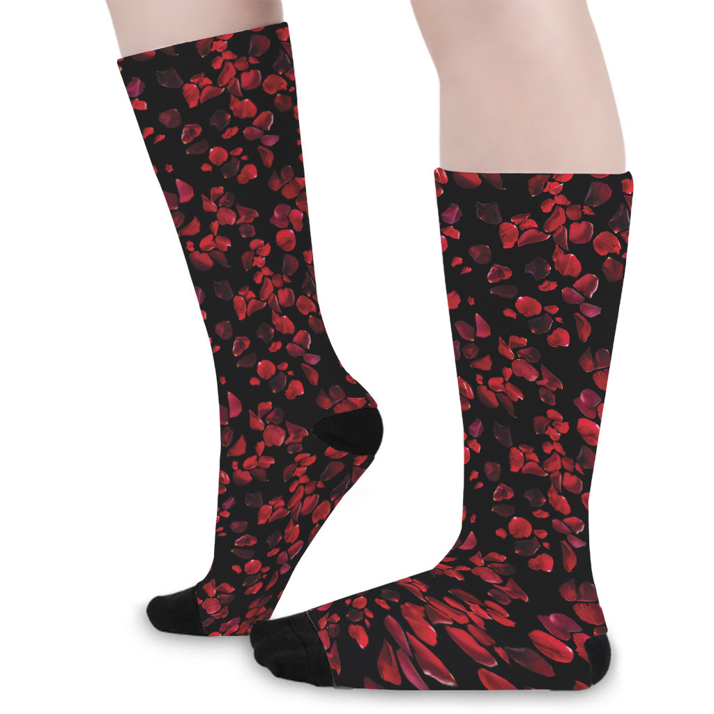 Rose Petals Pattern Print Long Socks