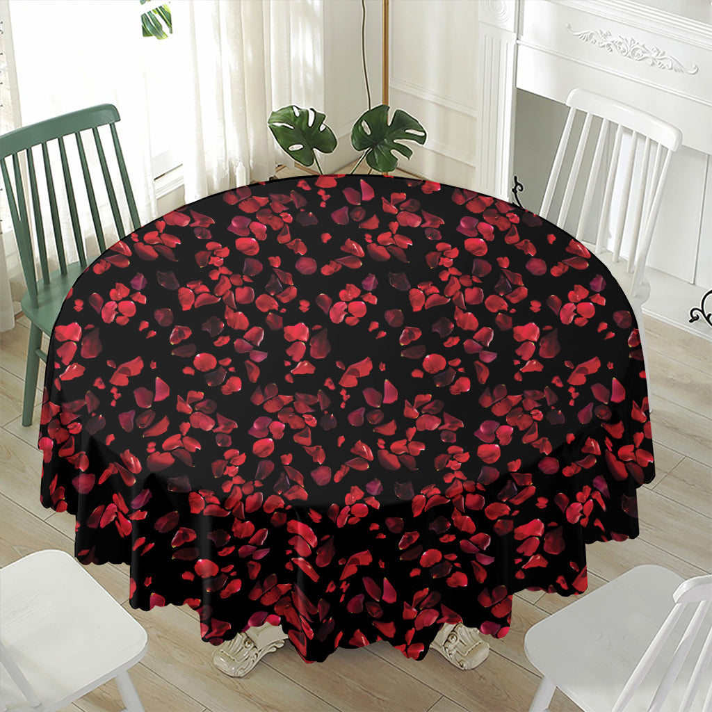 Rose Petals Pattern Print Waterproof Round Tablecloth