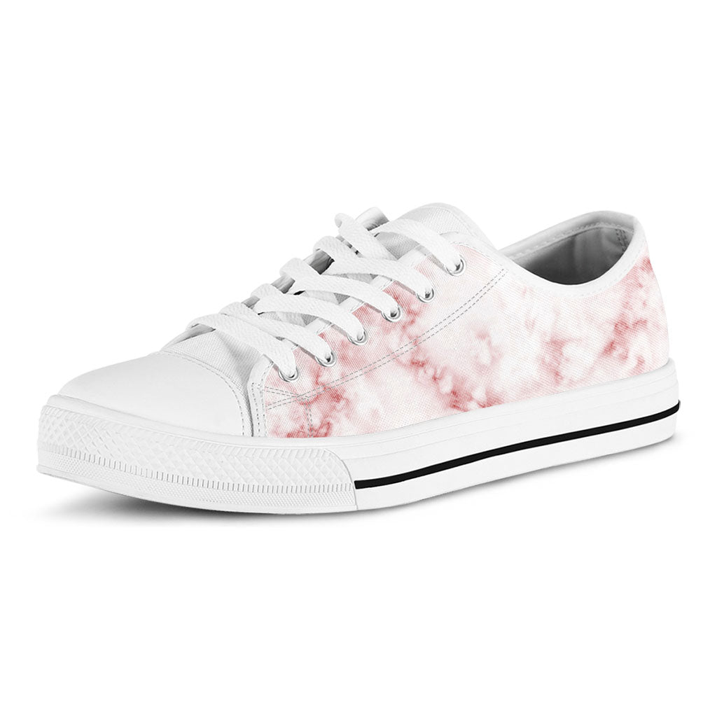 Rose Pink Marble Print White Low Top Sneakers