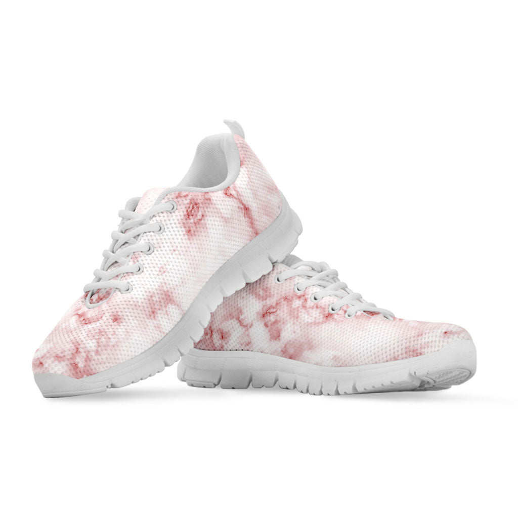 Rose Pink Marble Print White Running Shoes