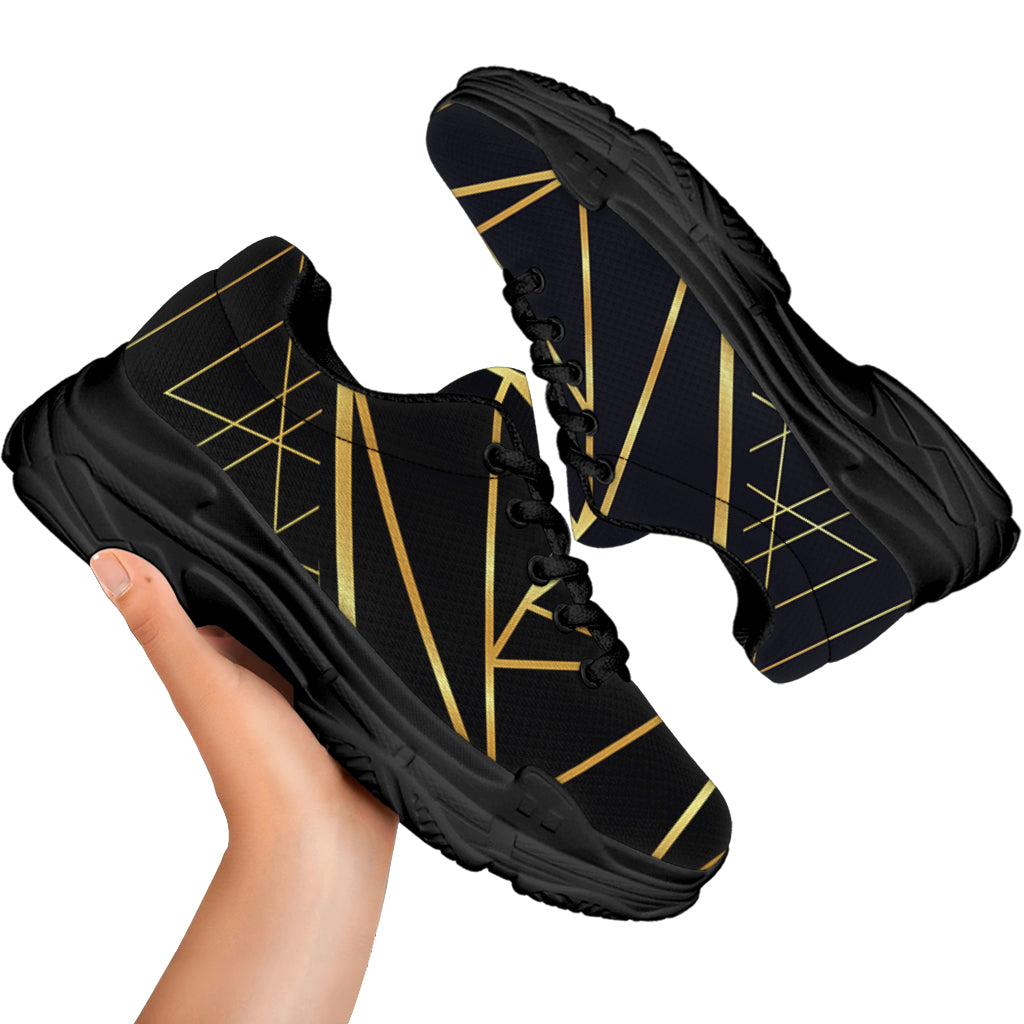 Rose Pyramid Print Black Chunky Shoes