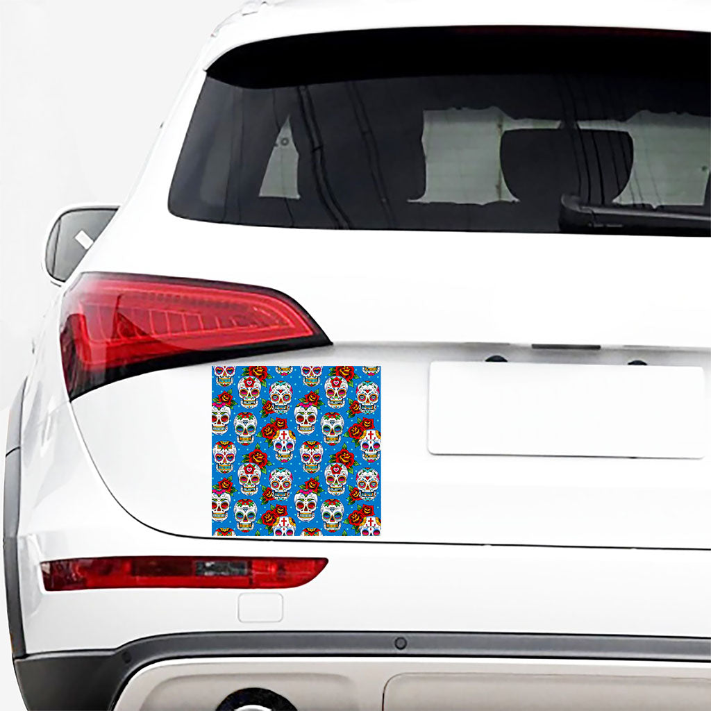 Rose Sugar Skull Pattern Print Car Sticker
