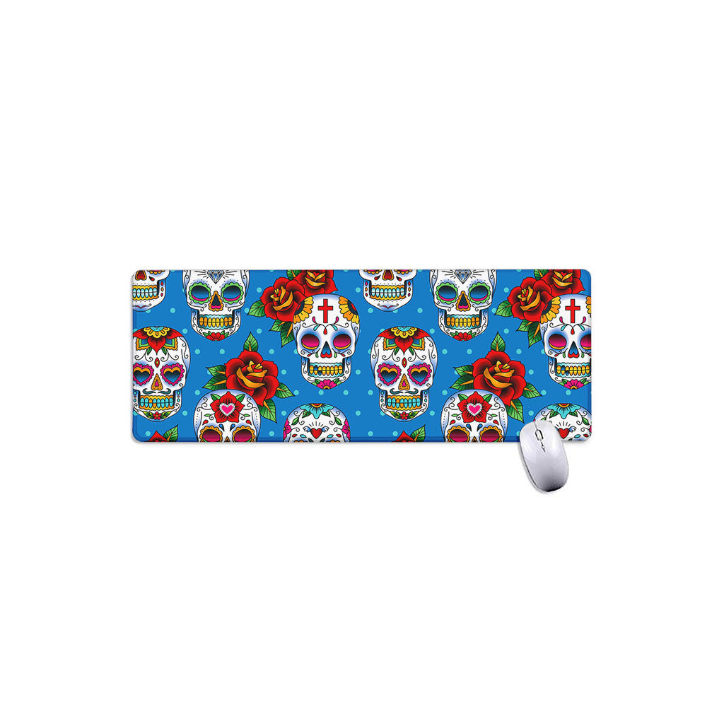Rose Sugar Skull Pattern Print Extended Mouse Pad