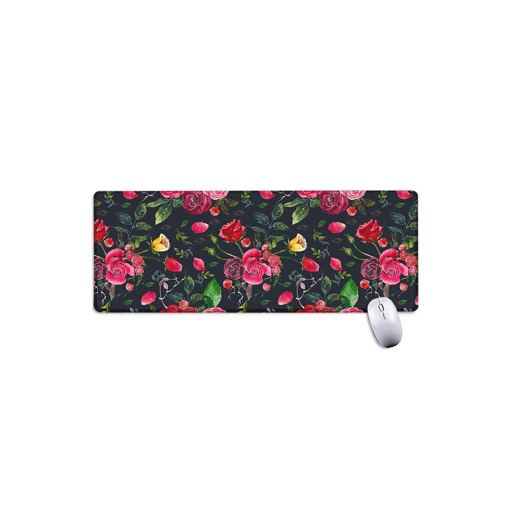 Roses Floral Flower Pattern Print Extended Mouse Pad