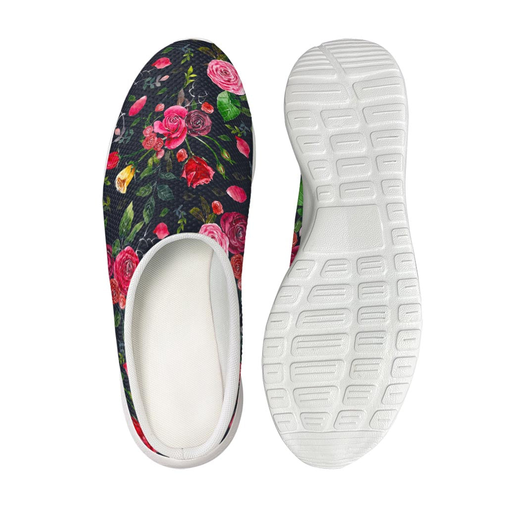 Roses Floral Flower Pattern Print Mesh Casual Shoes