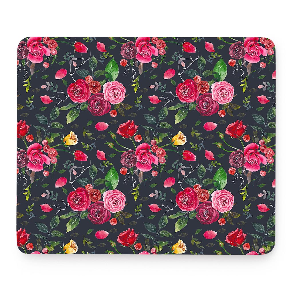 Roses Floral Flower Pattern Print Mouse Pad