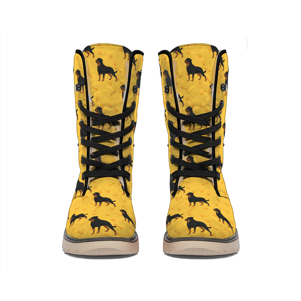 Rottweiler Dog Pattern Print Winter Boots