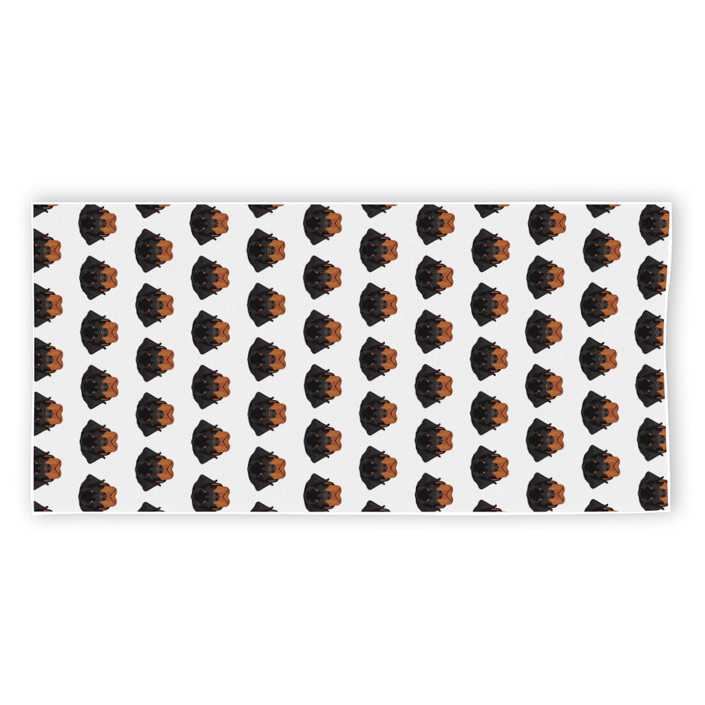 Rottweiler Face Pattern Print Beach Towel