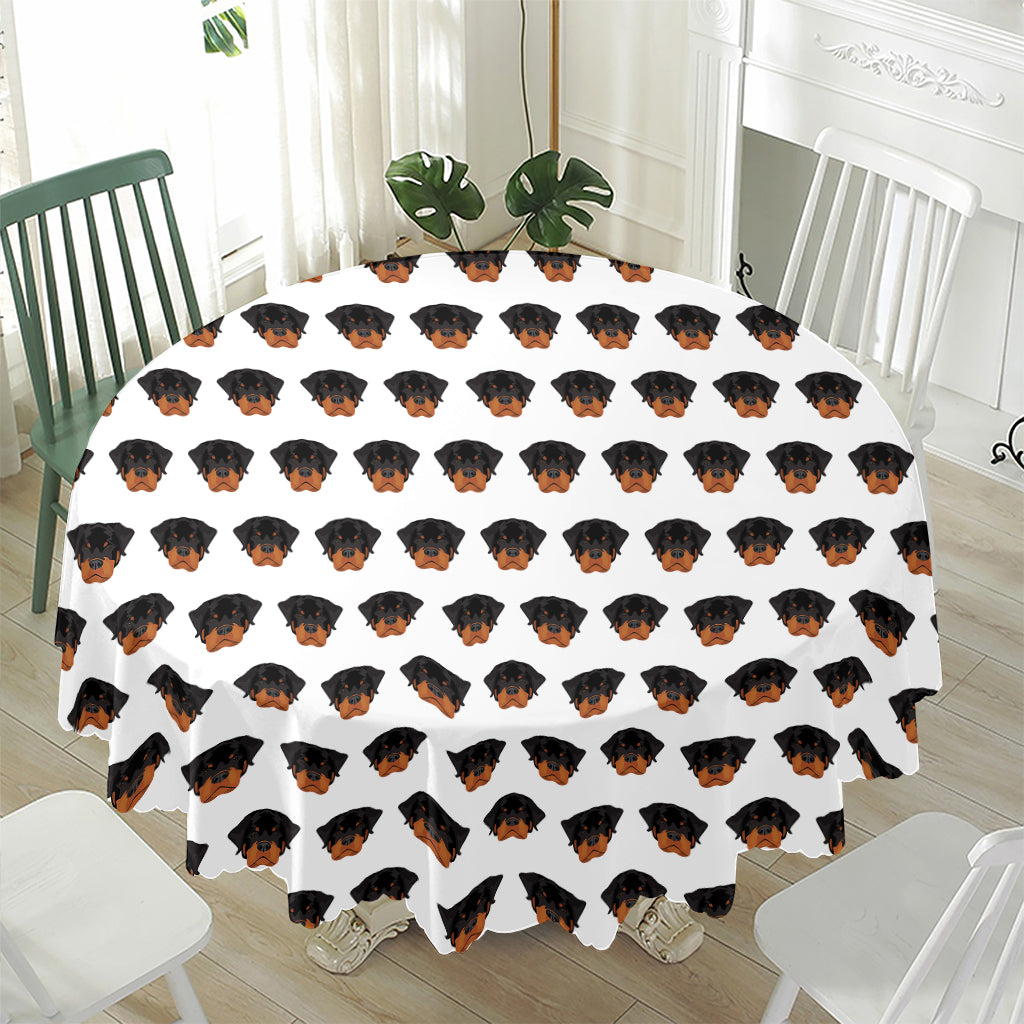 Rottweiler Face Pattern Print Waterproof Round Tablecloth