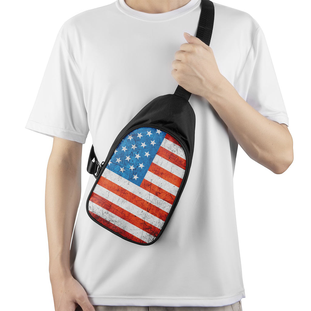 Rough USA Flag Print Chest Bag
