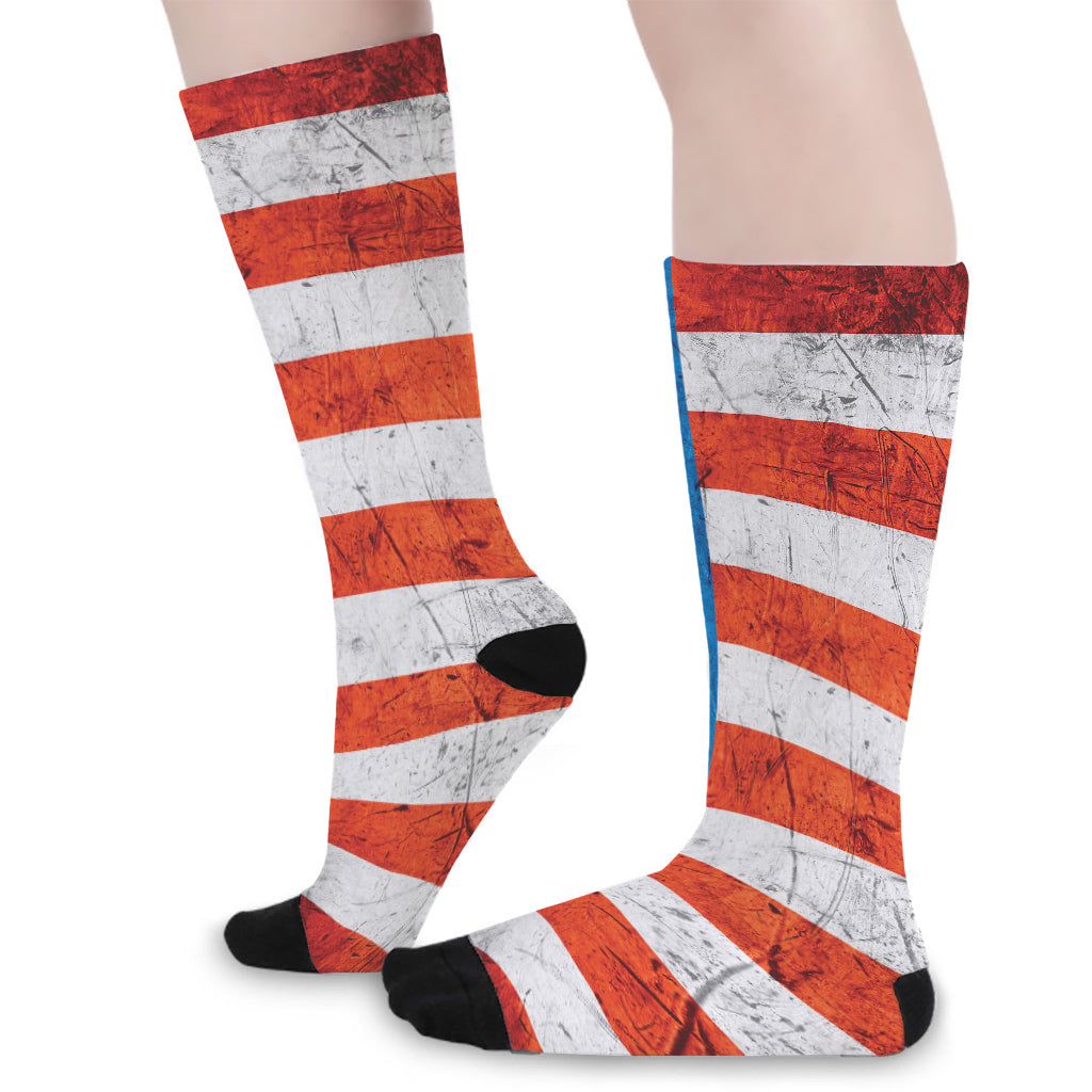 Rough USA Flag Print Long Socks