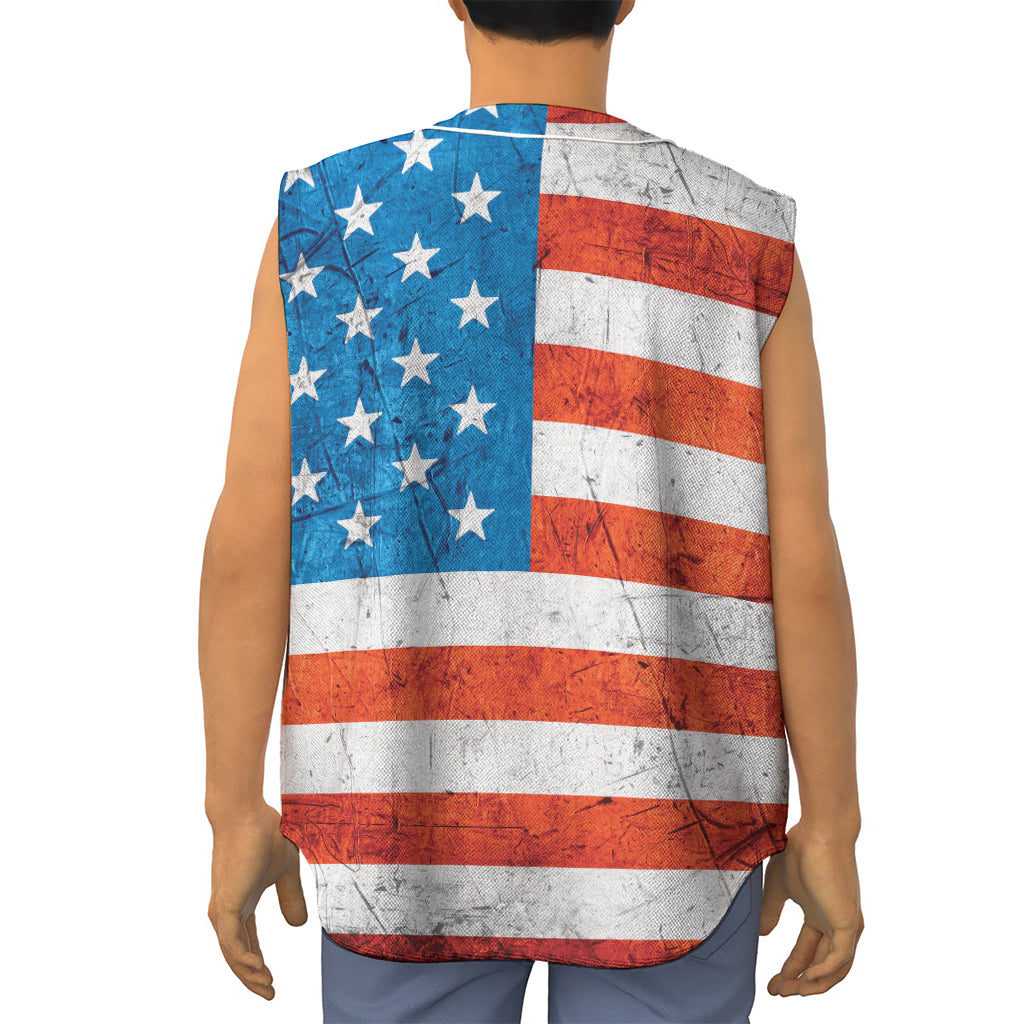 Rough USA Flag Print Sleeveless Baseball Jersey